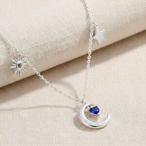Silver Necklace with Blue Heart Pendant